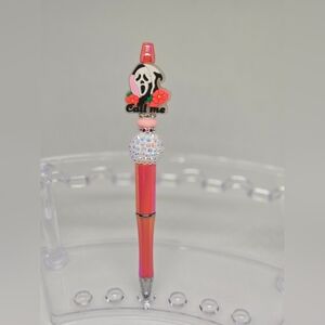 Ghostface Call Me Glow in the Dark Bling and Beaded Pen Black Ink